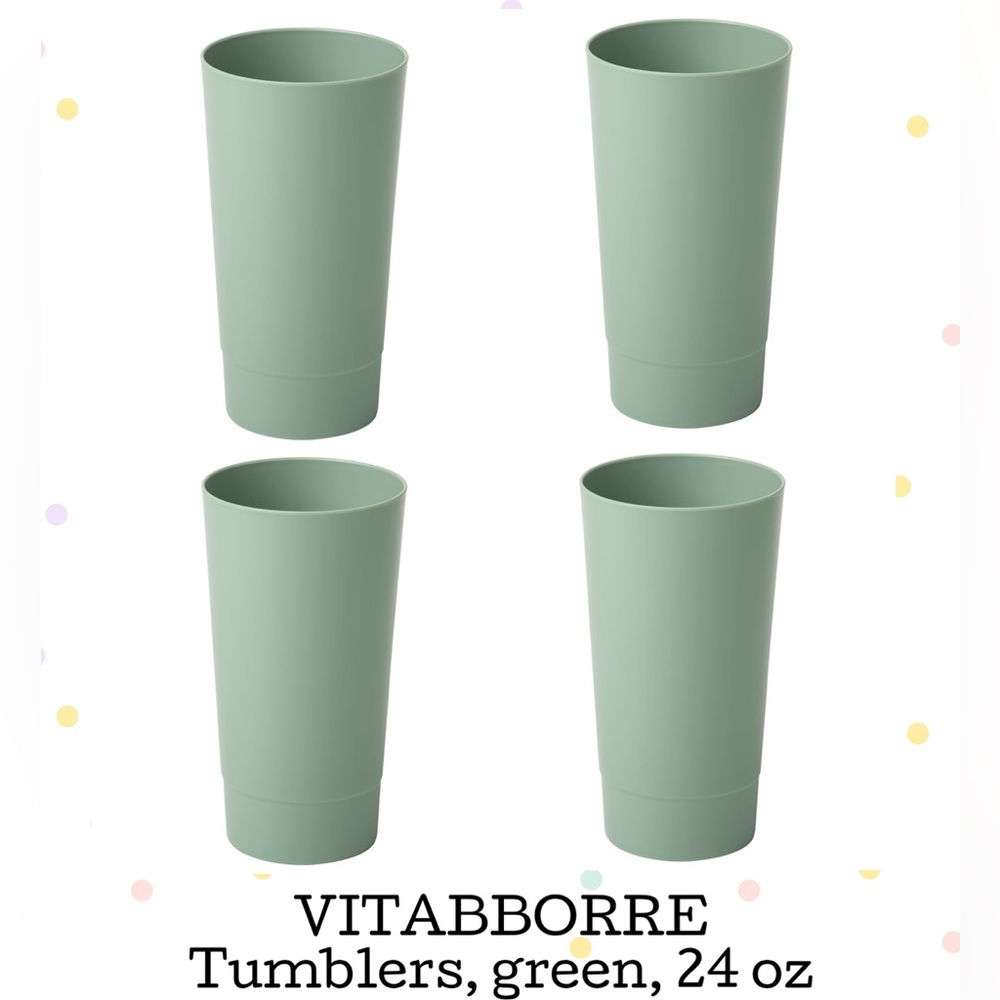 VITABBORRE Green Reusable Plastic Tumblers - Set of 4